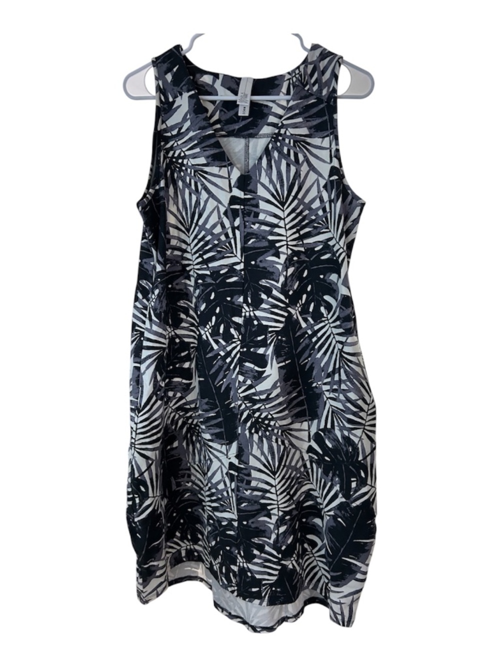 Tropical Print MarlaWynne Sleeveless Dress Black Gray White
